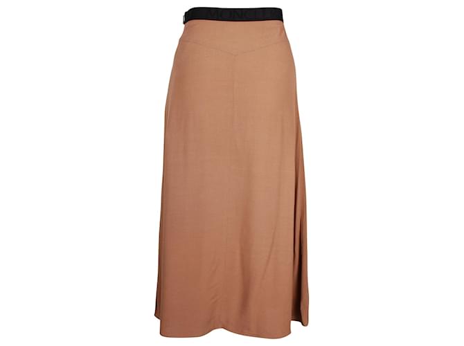 Moncler Flared A-Line Midi Skirt in Brown Viscose Cellulose fibre  ref.908891