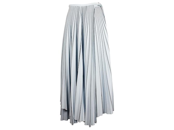 Proenza Schouler Pleated Line Printed A-Line Midi Skirt in Powder Blue Triacetate  Light blue Synthetic  ref.908893