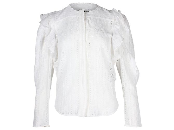Camicetta Isabel Marant Broderie Anglaise con volant in cotone bianco