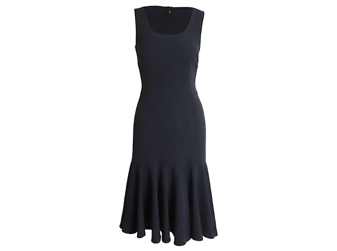 Dolce & Gabbana Square Neck Midi Dress in Black Wool  ref.908934