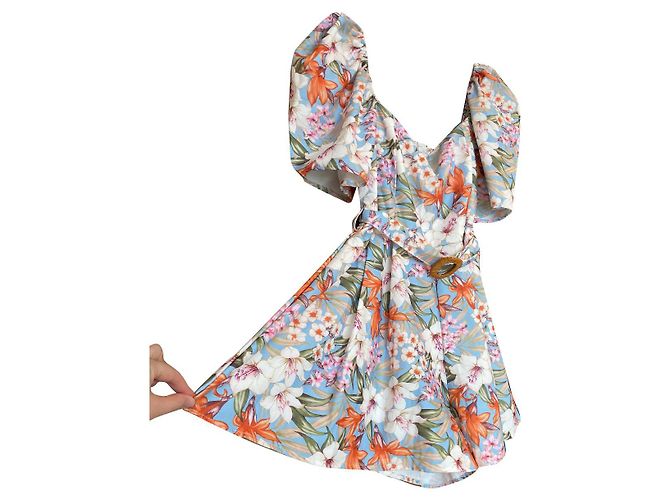 Autre Marque Kurzes Latzkleid mit Blumenmuster M Mehrfarben