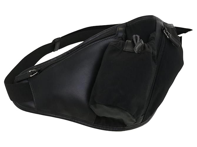GUCCI Waist Bag Nylon Leather Black Auth ki2883  ref.909070