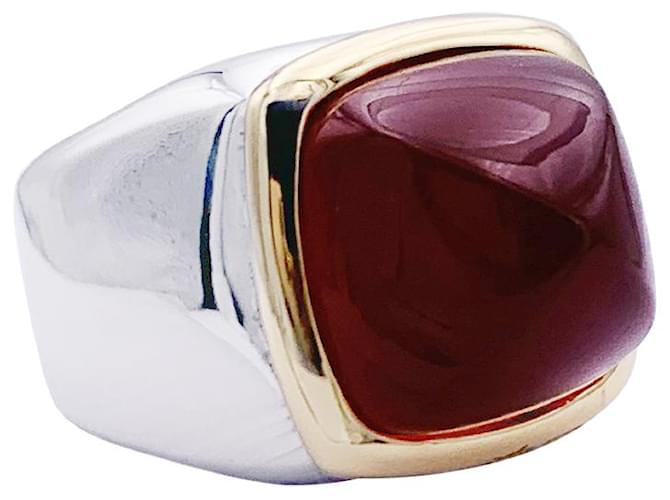 FRED ring, "Sugar bread", two golds, 　Cornelian. White gold Yellow gold  ref.909073