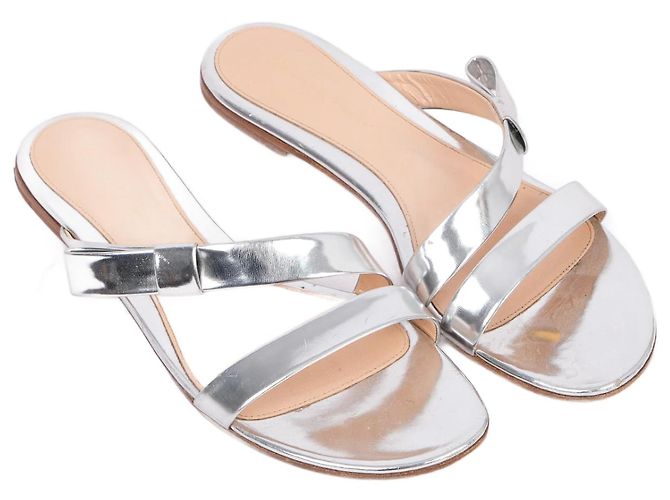 GIANVITO ROSSI  Flats EU 39 Patent leather Silvery