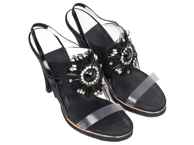 CHANEL Tacchi EU 39 Tessuto Nero