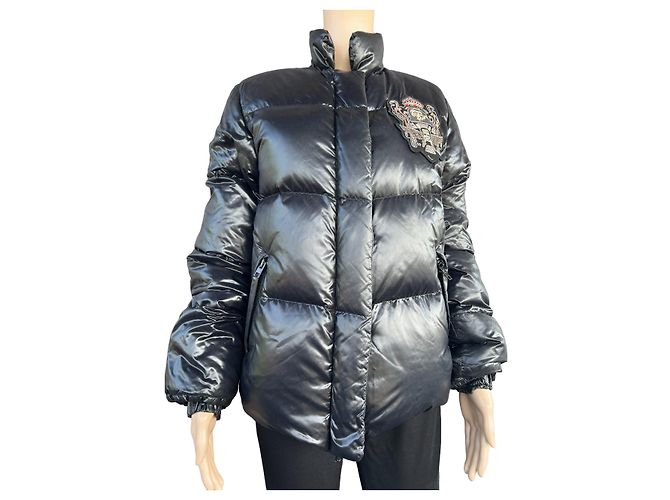 Philipp Plein Black Polyester Men Coat
