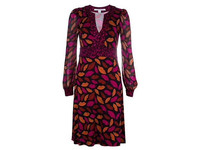 Diane Von Furstenberg Vestido DvF Leyah de seda con estampado Midnight Kiss Multicolor