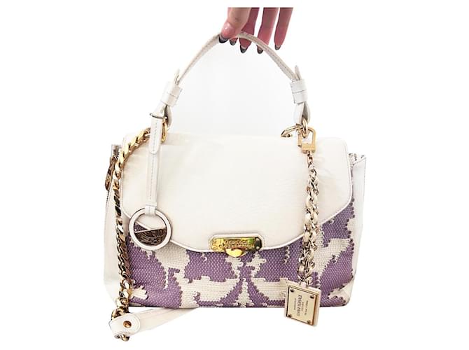 Autre Marque Versace gianny handbag with strap White Purple Leather  ref.909276