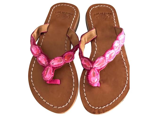 Paté de Sable Kids Sandals Pink Leather  ref.909308