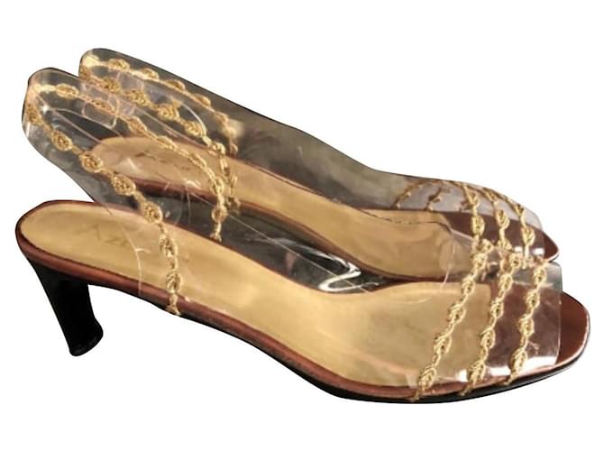 Autre Marque Sandals Golden Leather Plastic  ref.909344