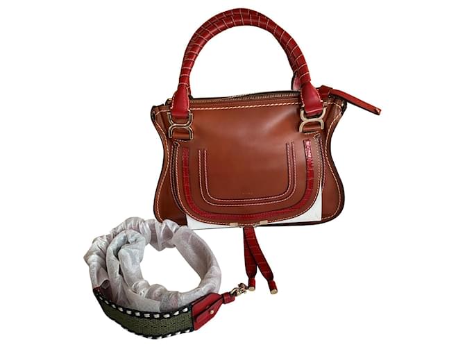 Marcie Chloé Handbags Dark red Cognac Leather  ref.909388