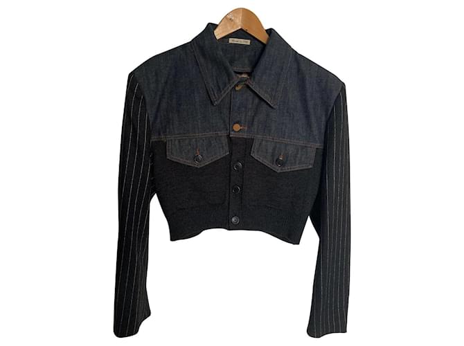 Jean Paul Gaultier Blazers Jackets Blue Grey Cotton Polyester Wool  ref.909389