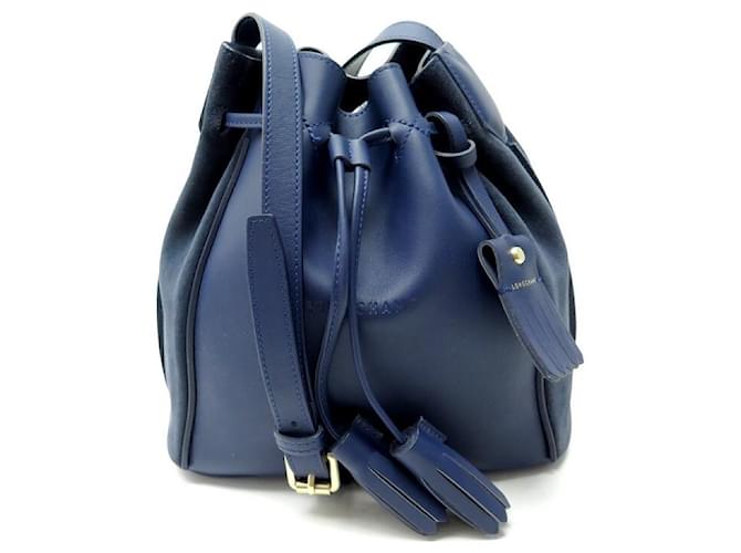 SAC A MAIN LONGCHAMP SEAU 2062861127 EN CUIR ET DAIM BLEU HAND BAG BUCKET ref.909496 Joli Closet