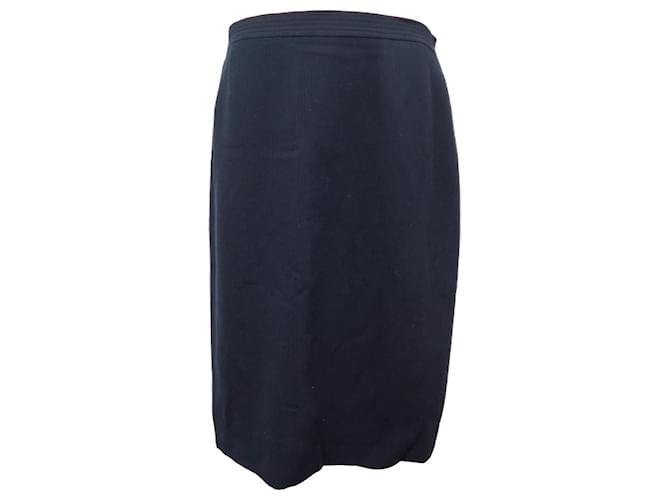 Chanel wool skirt size 44 L NAVY BLUE WOOL STRAIGHT SKIRT  ref.909554
