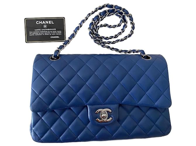 Chanel TIMELESS Azul Couro  ref.909625