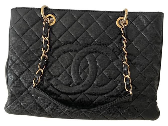 Chanel Grand shopping Black Leather  ref.909630