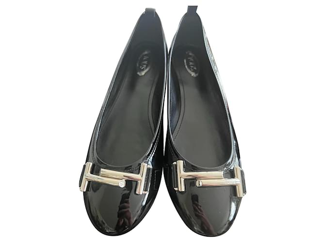 Tod's New patent leather ballerinas Black Silver hardware  ref.909647