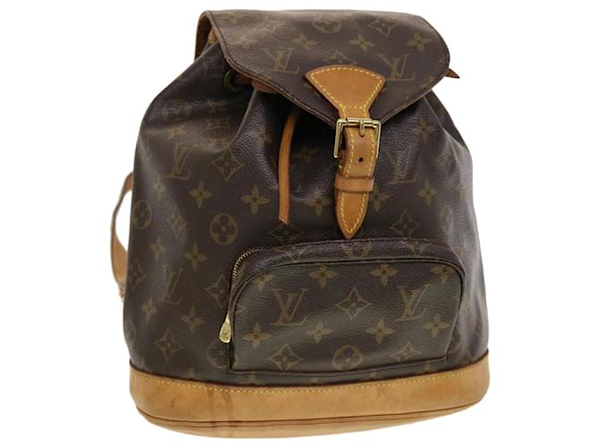 Auth Louis Vuitton LV Backpack Bag Montsouris MM Brown Monogram