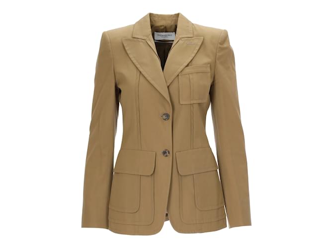 Saint Laurent Blazer YSL Rive Gauche Khaki Caqui Algodão  ref.909721