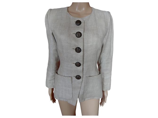 YVES SAINT LAURENT Giacche T.fr 36 WOOL Beige
