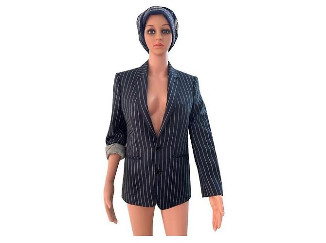 Autre Marque Celine 19Rever classico a righe SS 2Giacca B. Blu navy