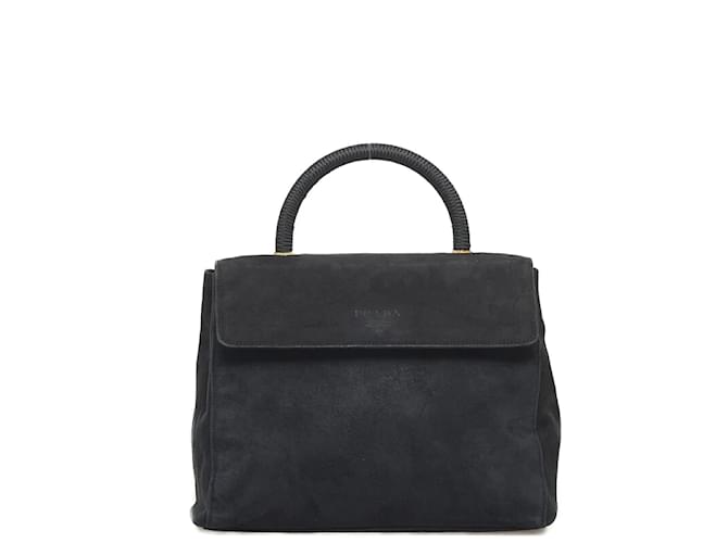 Prada Suede Handle Bag Black  ref.910003