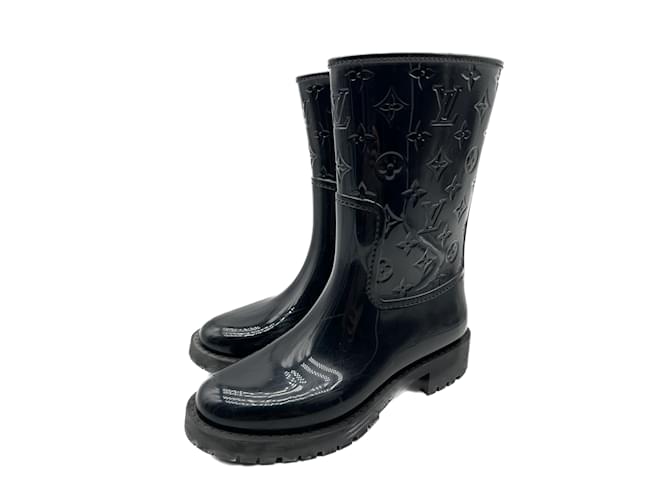 Louis Vuitton Rubber Monogram Drops High Boots 36 Black