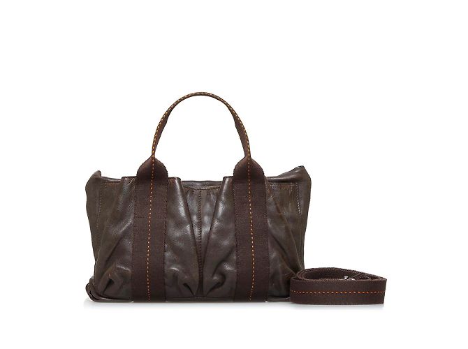 Hermès Caravana de Couro Horizontal PM Marrom