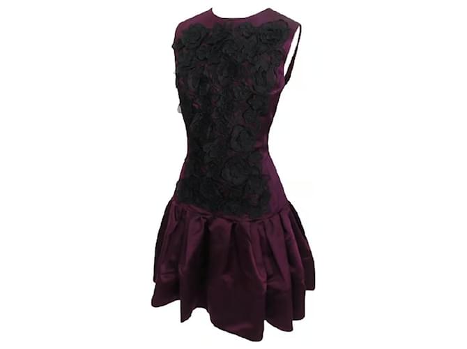 Vestido de noche de una pieza bordado con flores de Christian Dior Púrpura Seda  ref.910913