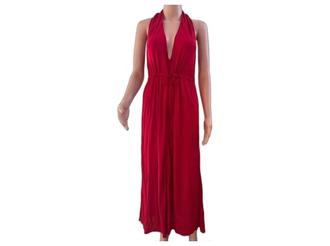 Fendi Sleeveless Dress Rayon Red Silk Viscose  ref.910929