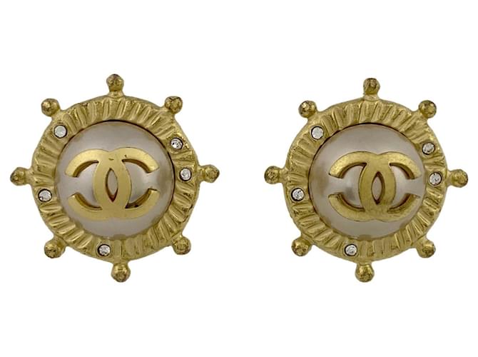 *Chanel Cocomark Logo Earrings Gold hardware Gold-plated  ref.911037