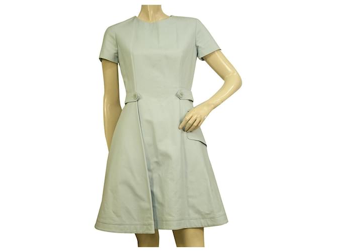 Christian Dior light blue mini A-line cotton dress with buttons & button FR 36  ref.911083