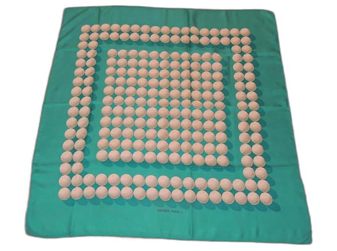 Hermès HERMES square 90 RARE GOLF BALLS! Turquoise Silk  ref.911146