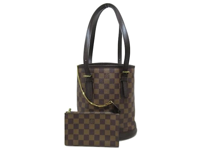 Louis Vuitton Damier Ebene Marais Bucket Bag with Pouch Brown ref