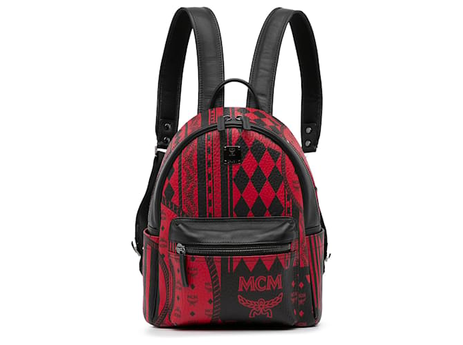 Mcm red studded clearance backpack