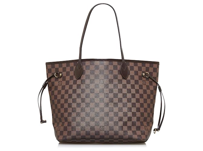 LOUIS VUITTON Neverfull MM Damier Ebene Shoulder Tote Bag Brown