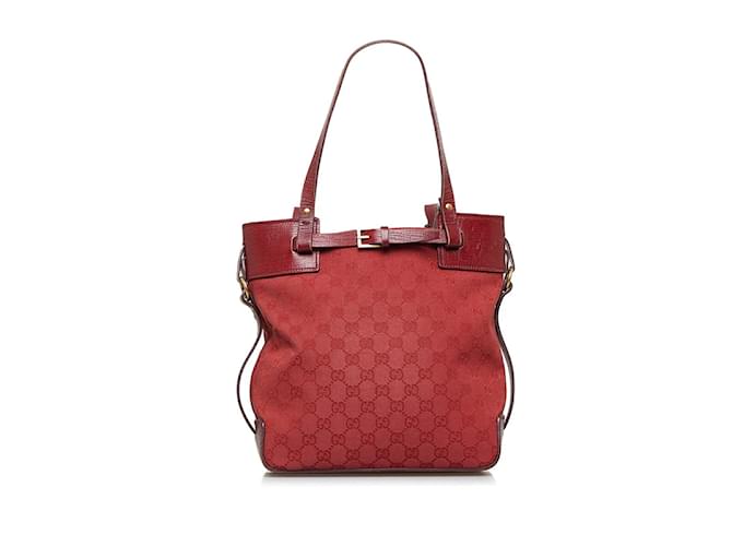 Gucci GG Canvas Tote Bag 107757 Rot Leinwand  ref.912271