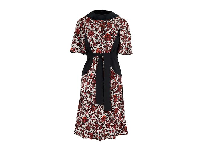 Louis Vuitton Rot-Schwarzes Kleid mit Blumenmuster Mehrfarben
