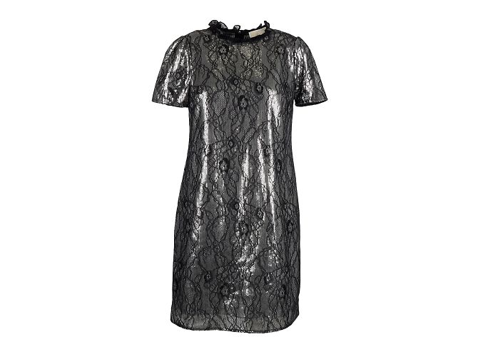 Michael Kors Spitzen-Paillettenkleid Silber