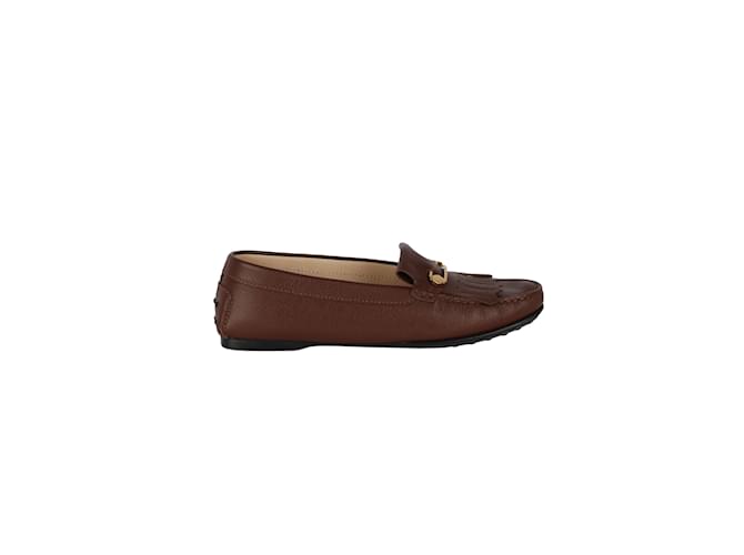 Tod's Leather Loafer with Fringes Dark red  ref.912389