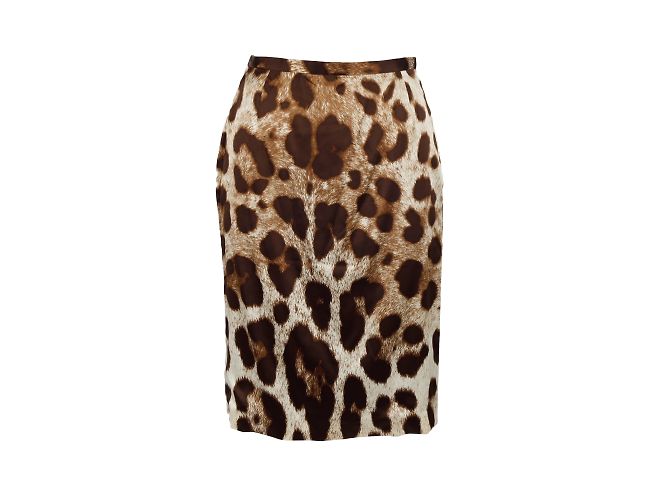 Gonna con stampa leopardata Dolce & Gabbana Marrone