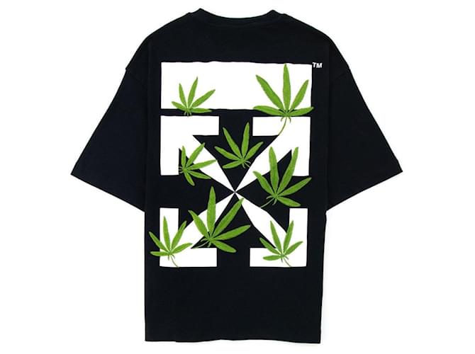 Off White Off-White Weed Arrows-print OVERSIZE T-shirt Black Cotton  ref.912403