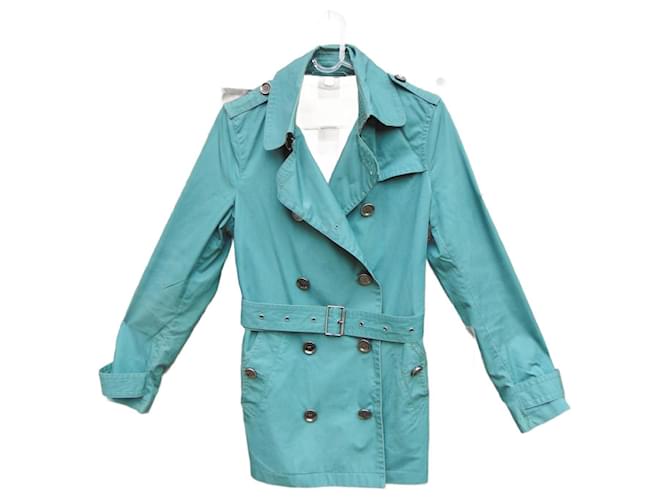 trench Burberry Brit taill 38 Coton Bleu clair  ref.912405