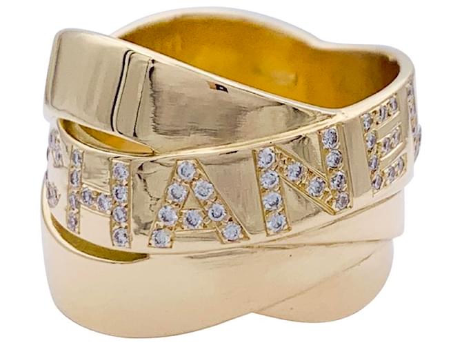 Chanel Ring, „Bolduc-Signatur“, gelbes Gold, Diamanten.  ref.912451