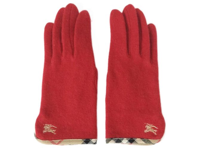 Handschuhe BURBERRY Rot Wolle