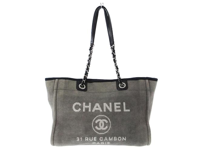 Chanel Deauville Black Mixed Fibers Large Tote Bag ○ Labellov