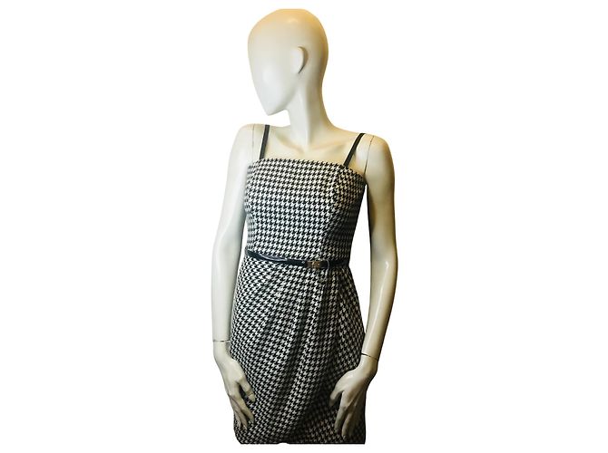 Guess Hahnentrittkleid Schwarz Weiß