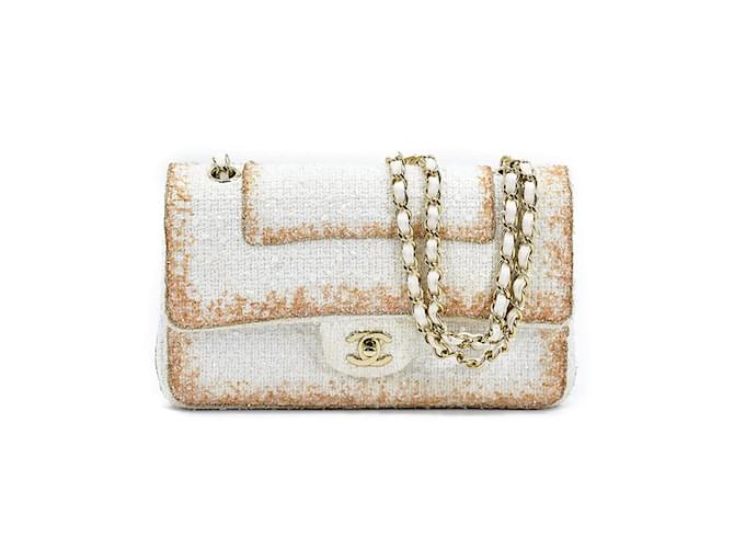 Chanel Medium Wool Double Flap Bag White Cloth ref.913325 - Joli Closet