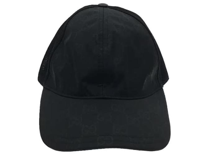 **Gorra de malla negra con patrón GG de Gucci Negro Sintético  ref.913396