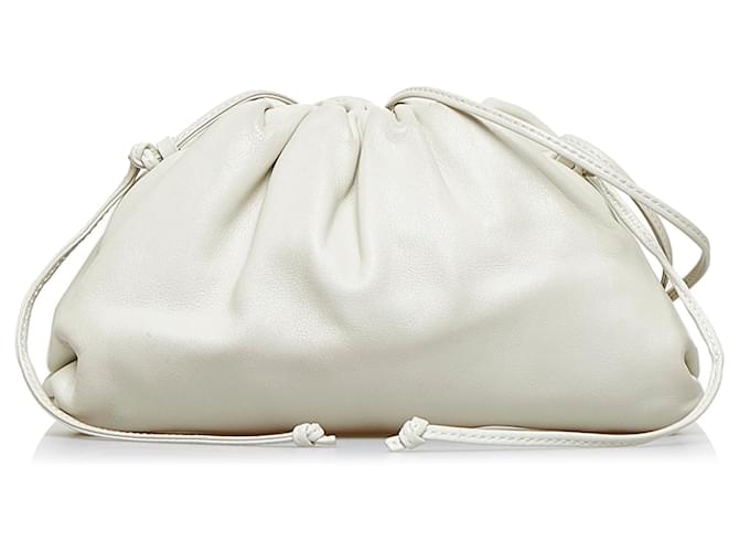 Pouch Mini Leather Shoulder Bag in White - Bottega Veneta